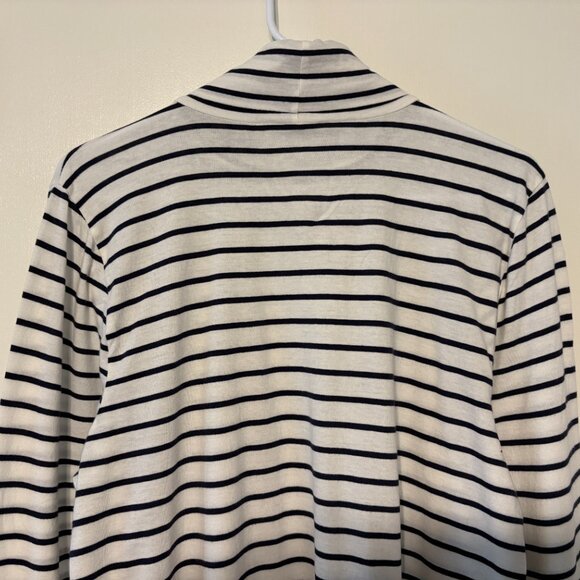 J. Crew #BB750 Women's Navy/White Stripe Printed Tissue Turtleneck Shirt Top XL - Picture 5 of 9